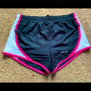 Black and pink Fila athletic shorts